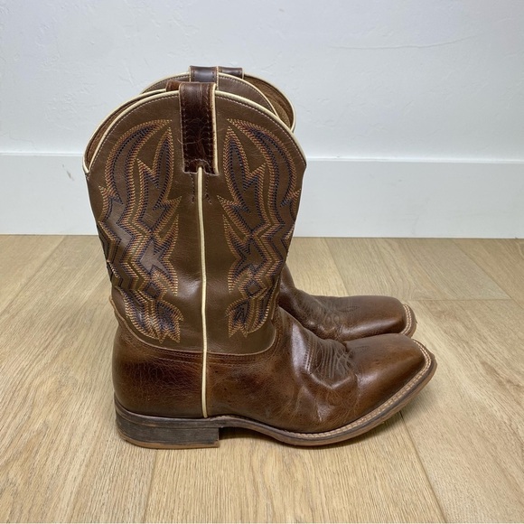Nocona Deputy Brown Leather Square Toe Boots - Picture 2 of 8